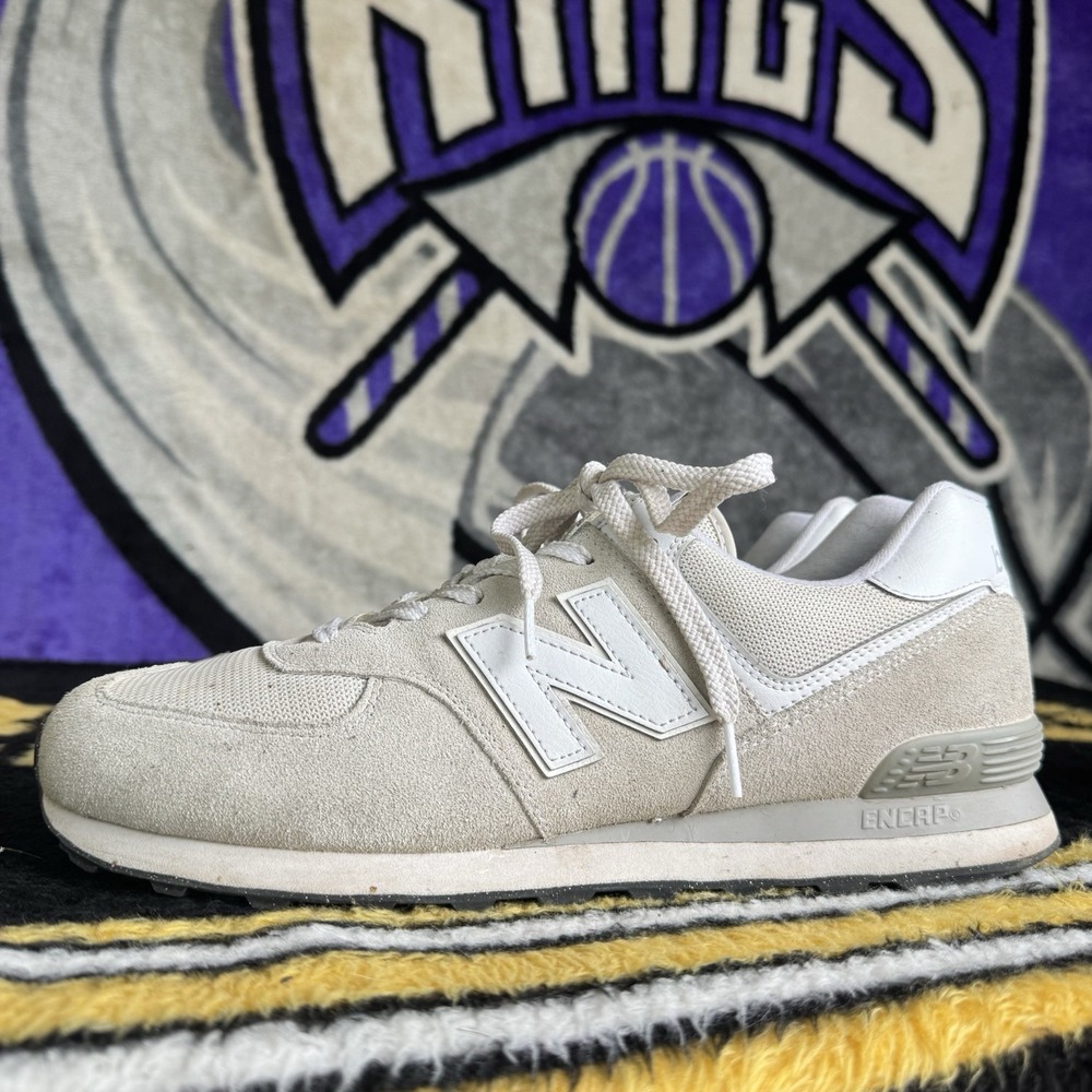 Size 13 - New Balance 574 Grey White U574GS2 Men's Suede Mesh Sneaker